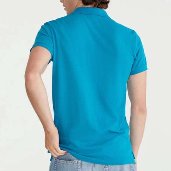 •AEROPOSTALÉ•MENS BRIGHT BLUE A87 LOGO COLLARED POLO SHIRT SIZE MEDIUM EUC - Picture 3 of 8